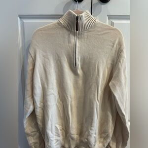Brandy Melville quarter zip, oversized tan sweater.